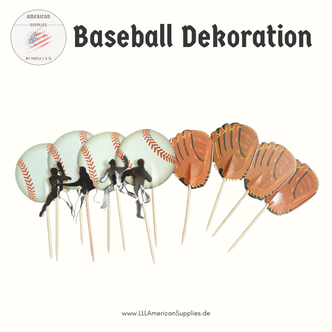 12pcs. Baseball Muffin toppers - Party decoration - Cupcake toppers, Baseball Spieße