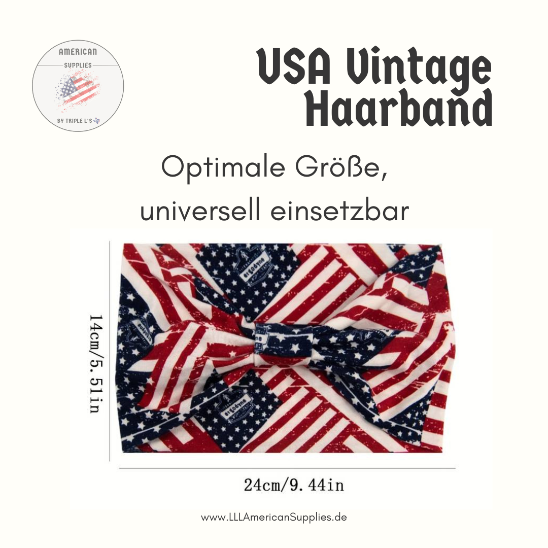 Flexibles US Vintage Haarband -Stoff Headband USA- Flexibel einsetzbar, Stirnband