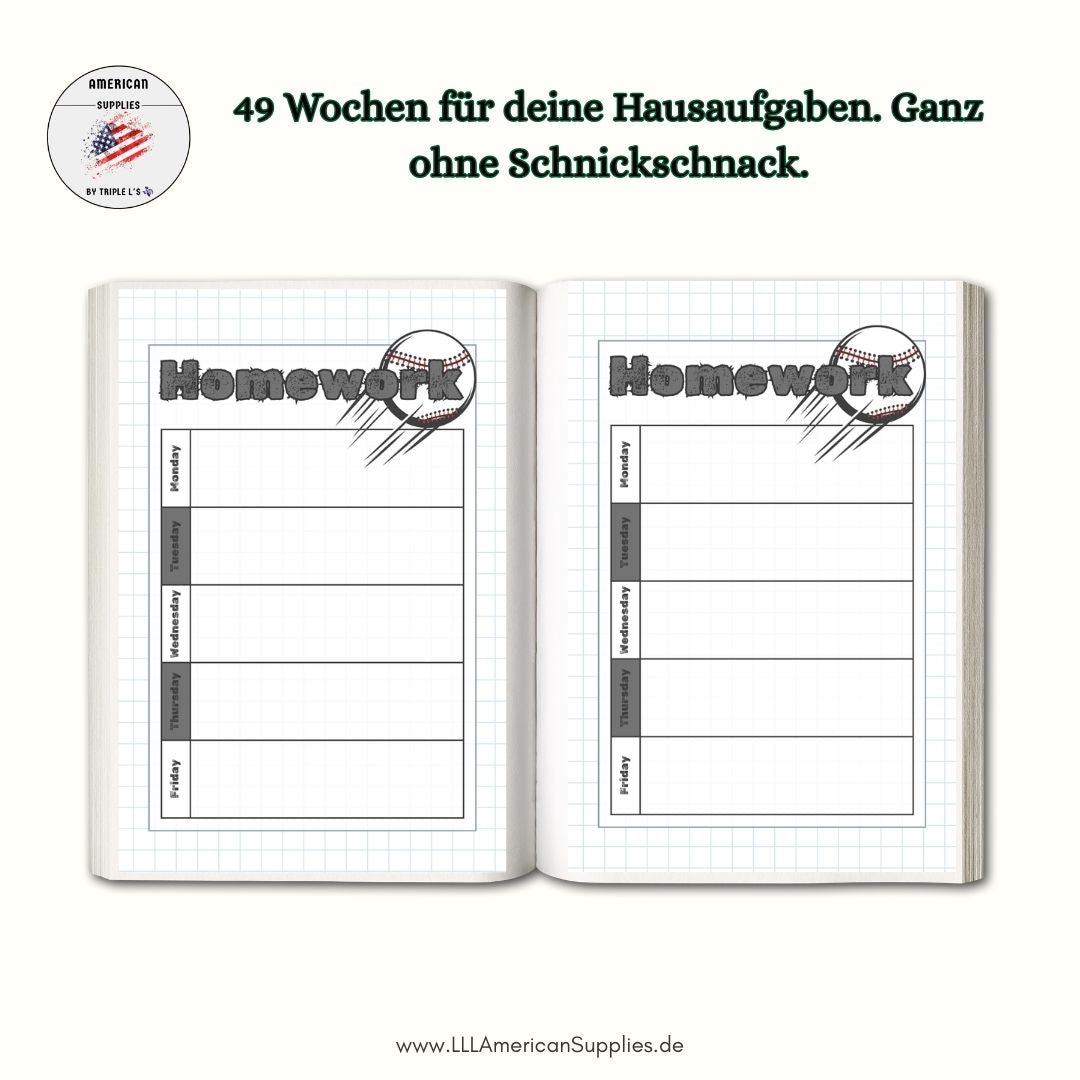 Baseball Hausaufgabenheft, Homework book