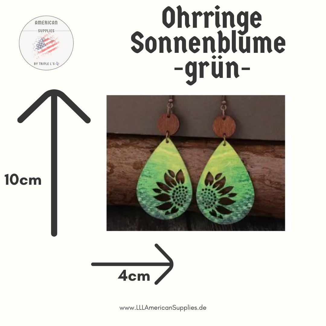 Holz-Ohrringe "Sonnenblume" - Grün