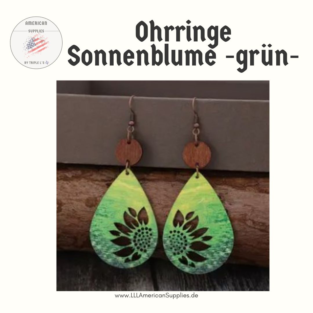 Holz-Ohrringe "Sonnenblume" - Grün