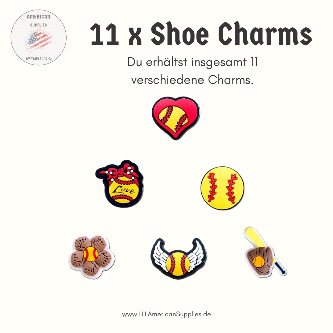 Softball Schuhdekorations-Charms, Schuh Accessoires, Taschen Accessoires