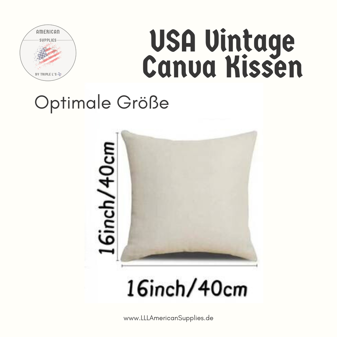 1x Vintage Kissenhülle, USA Flagge Kissen (40cmx40cm), canvas