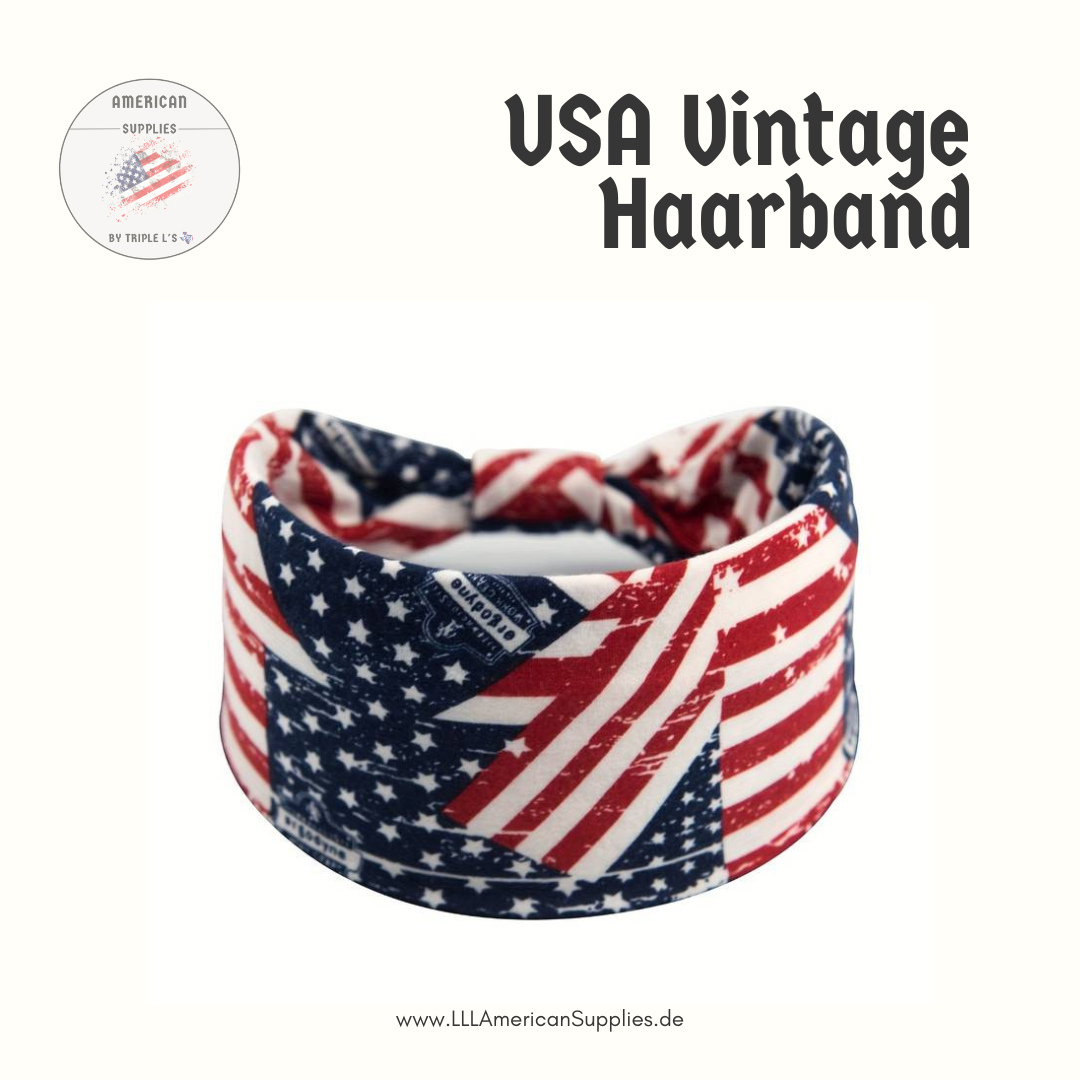 Flexibles US Vintage Haarband -Stoff Headband USA- Flexibel einsetzbar, Stirnband