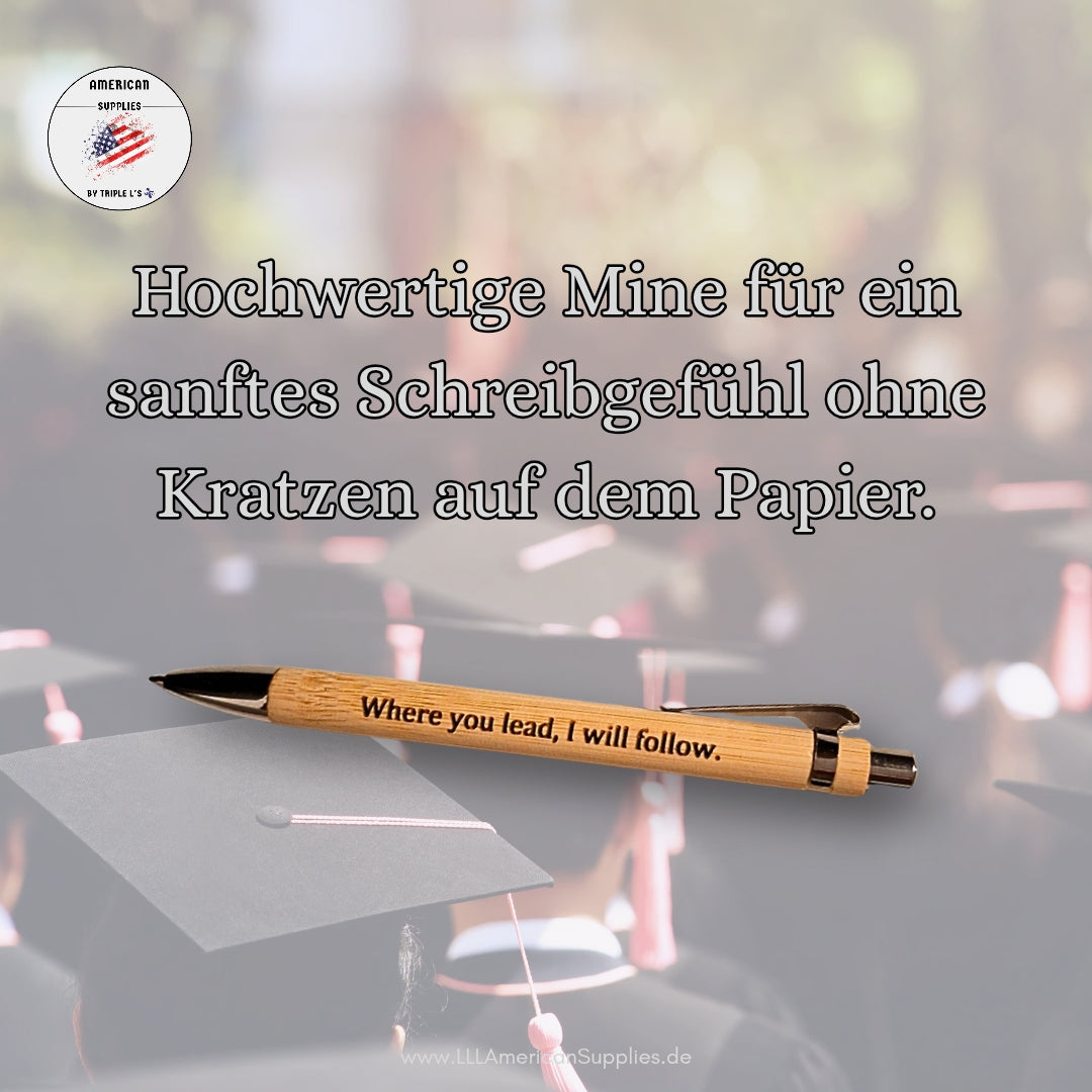 Gilmore Girls „Where You Lead, I Will Follow“ Kugelschreiber – aus Naturholz, schwarze Mine
