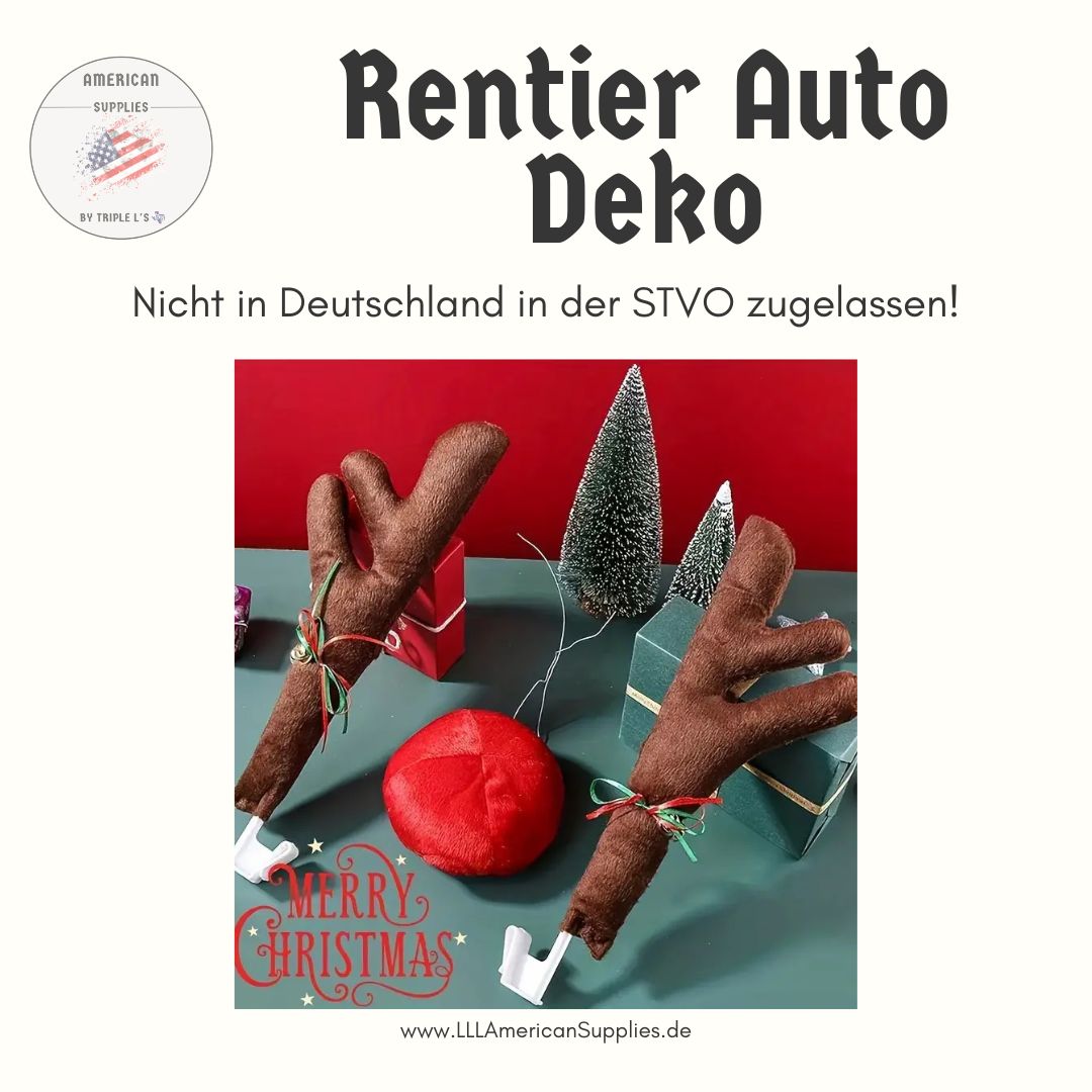 Rentier, Elch Auto-Dekoset – Geweih & Nase