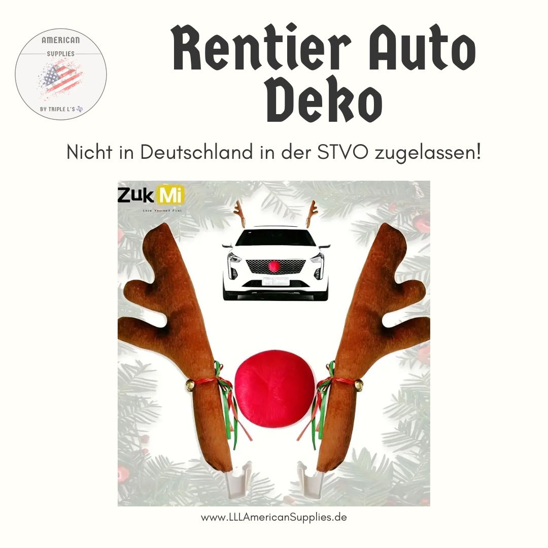 Rentier, Elch Auto-Dekoset – Geweih & Nase
