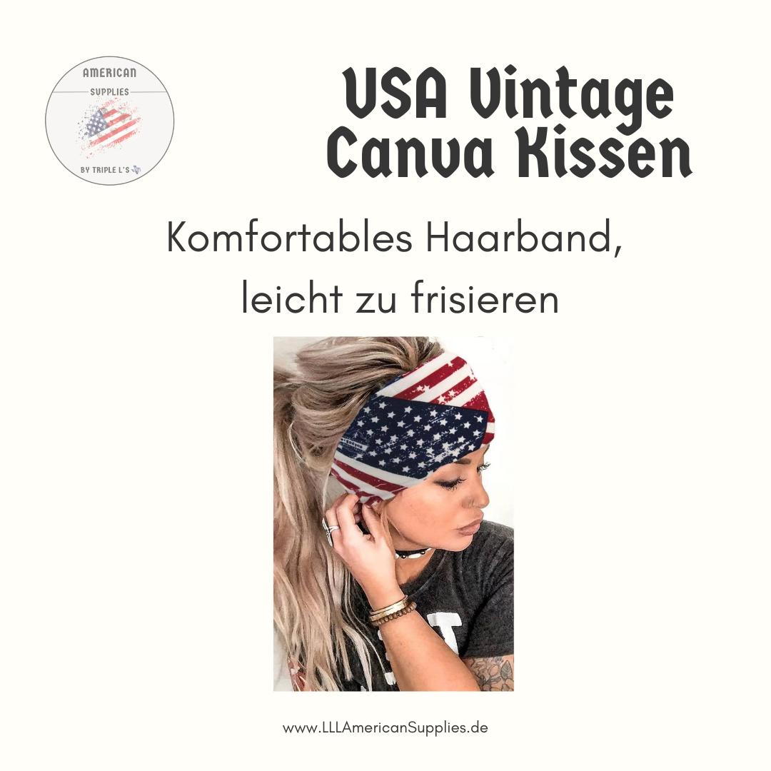 Flexibles US Vintage Haarband -Stoff Headband USA- Flexibel einsetzbar, Stirnband