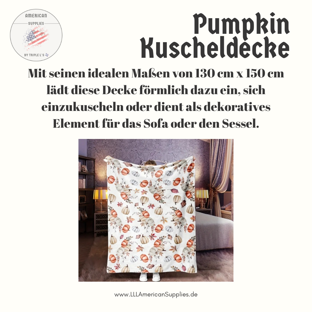 Kürbis Kuscheldecke wendbar  – Perfekt für Herbstliebhaber-