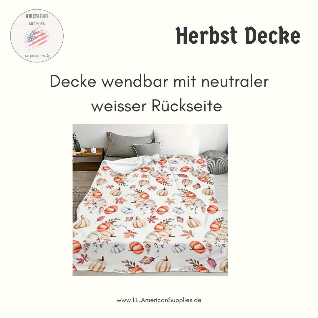 Kürbis Kuscheldecke wendbar  – Perfekt für Herbstliebhaber-