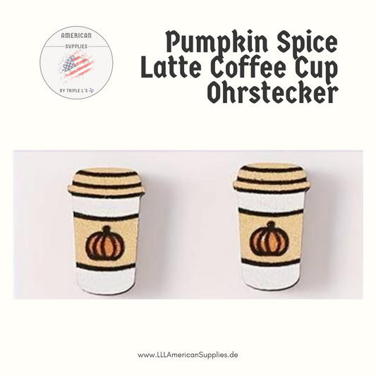 Pumpkin Spice Latte Coffee To Go Becher Ohrringe - Bedruckte Version aus Holz Thanksgiving Vintage Wooden Pumpkin Earring