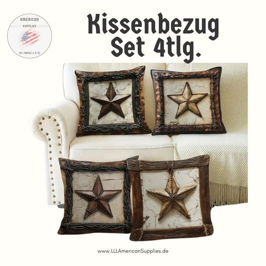 Cowboy Kissenhüllen Set 4tlg., samt, USA, Western, Cowboy, Lonestar Kissen (45cmx45cm)