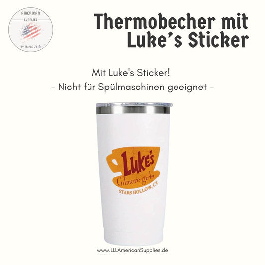 Weißer Thermobecher -mit Luke's Sticker- Christmas Edition