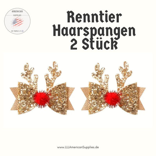 Festliches 2er-Set Weihnachts-Haarspangen, Rudolph Haarclip