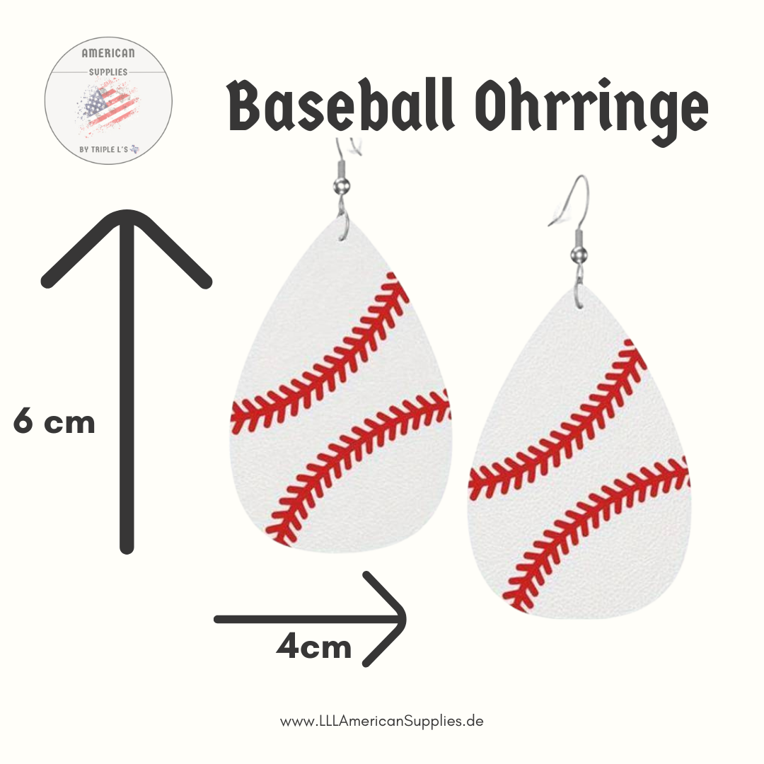 Baseball Ohrring weiß - ultra leicht - Kunstleder -  Baseball