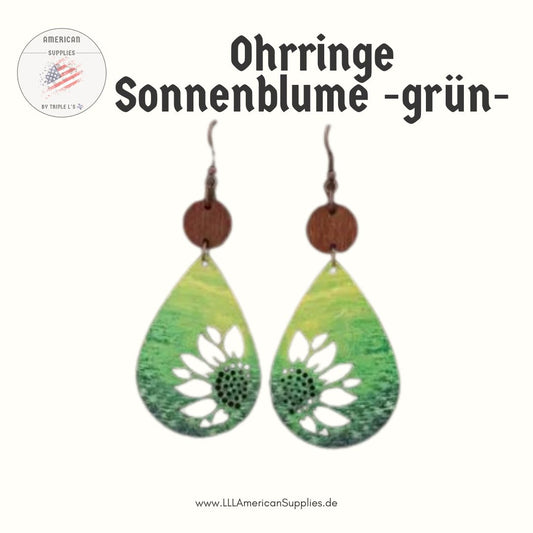 Holz-Ohrringe "Sonnenblume" - Grün