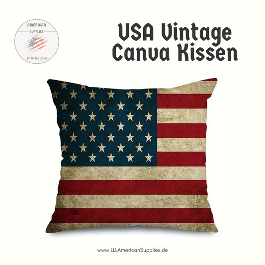 1x Vintage Kissenhülle, USA Flagge Kissen (40cmx40cm)