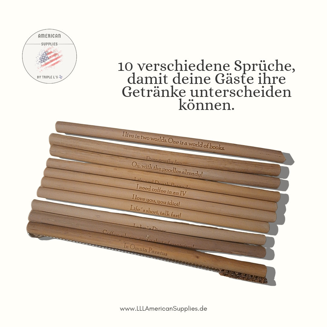 Bambus Strohhalm, Bamboo Drinking Straws – Gilmore Girls Edition (10 Sprüche)