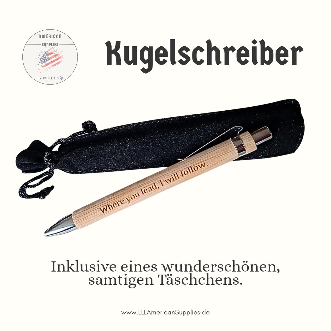 Gilmore Girls „Where You Lead, I Will Follow“ Kugelschreiber – aus Naturholz, schwarze Mine
