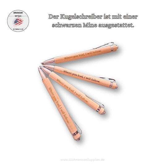 Gilmore Girls „Where You Lead, I Will Follow“ Kugelschreiber – aus Naturholz, schwarze Mine