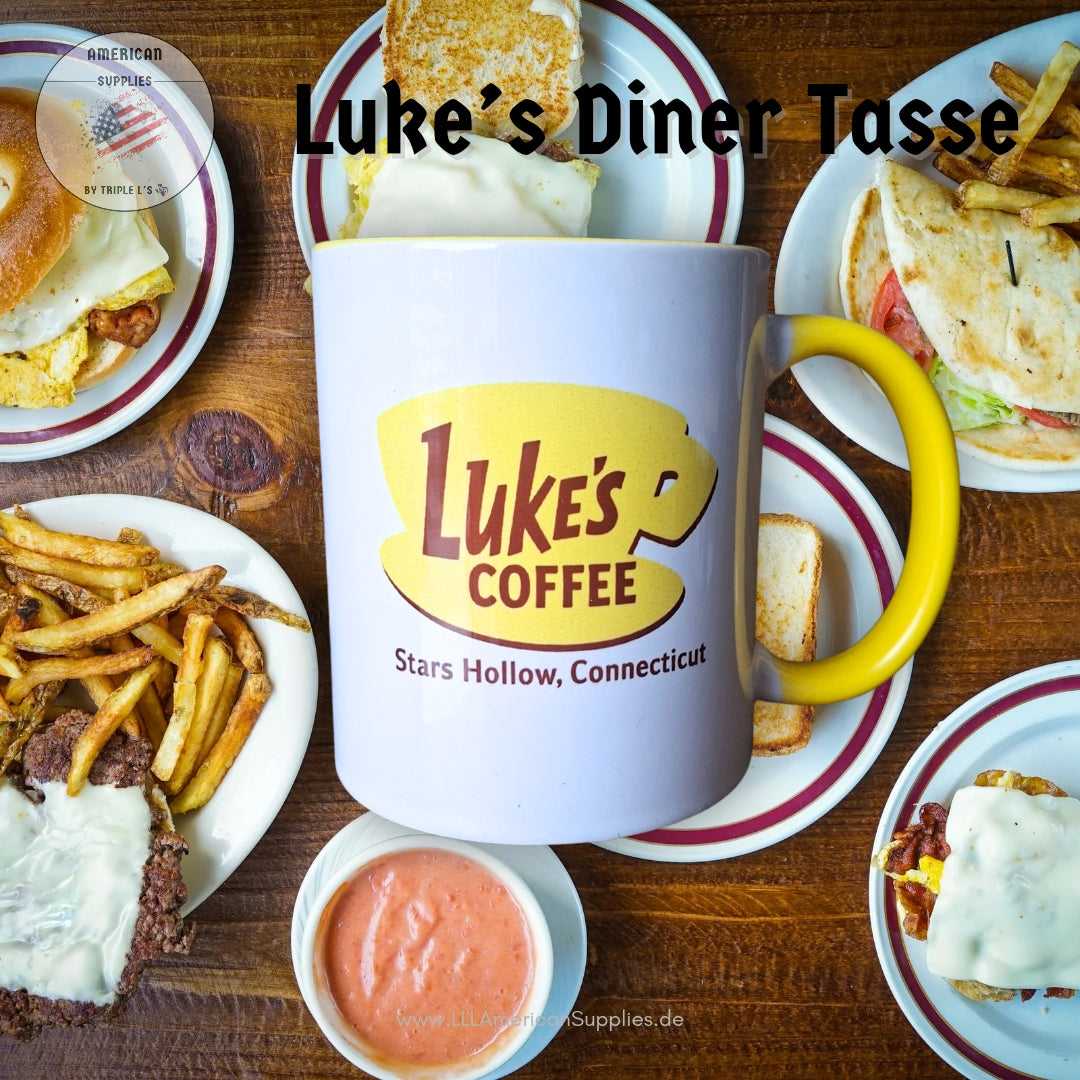 Luke's Diner Tasse -gelb-, Gilmore Girls Coffee to go Becher -Coffee, Coffee, Coffee- 350ml Made in Germany